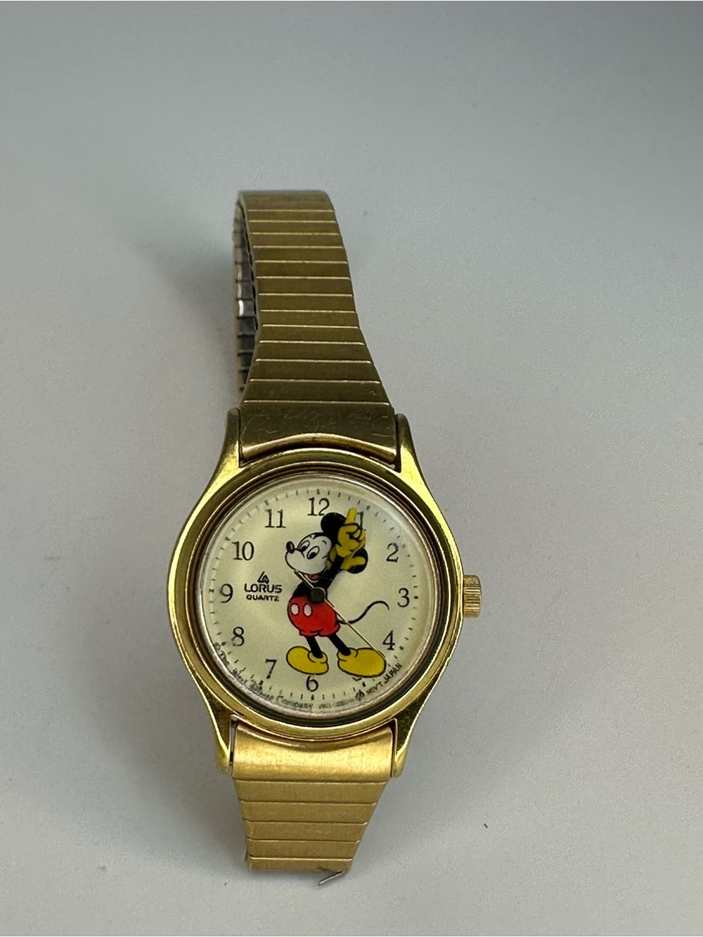 Lorus Gold Tone and Cream Mickey Mouse Quartz Watch